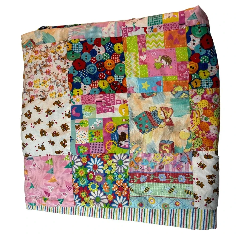 Handmade Patchwork Baby Quilt Crib‎ Blanket Pony Bear Bunny Cottagecore